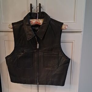 Vintage Cropped Kenneth Cole Leather Vest Size Medium